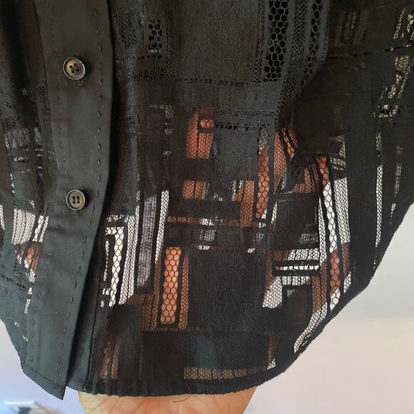 Lafayette 148 Black Translucent Long Sleeve Blouse Cotton Blend Women size Small - Picture 8 of 12